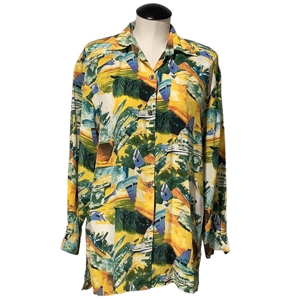 TRISTAR Vintage Silk Tropical Sailboat Hawaiian Shirt Small
